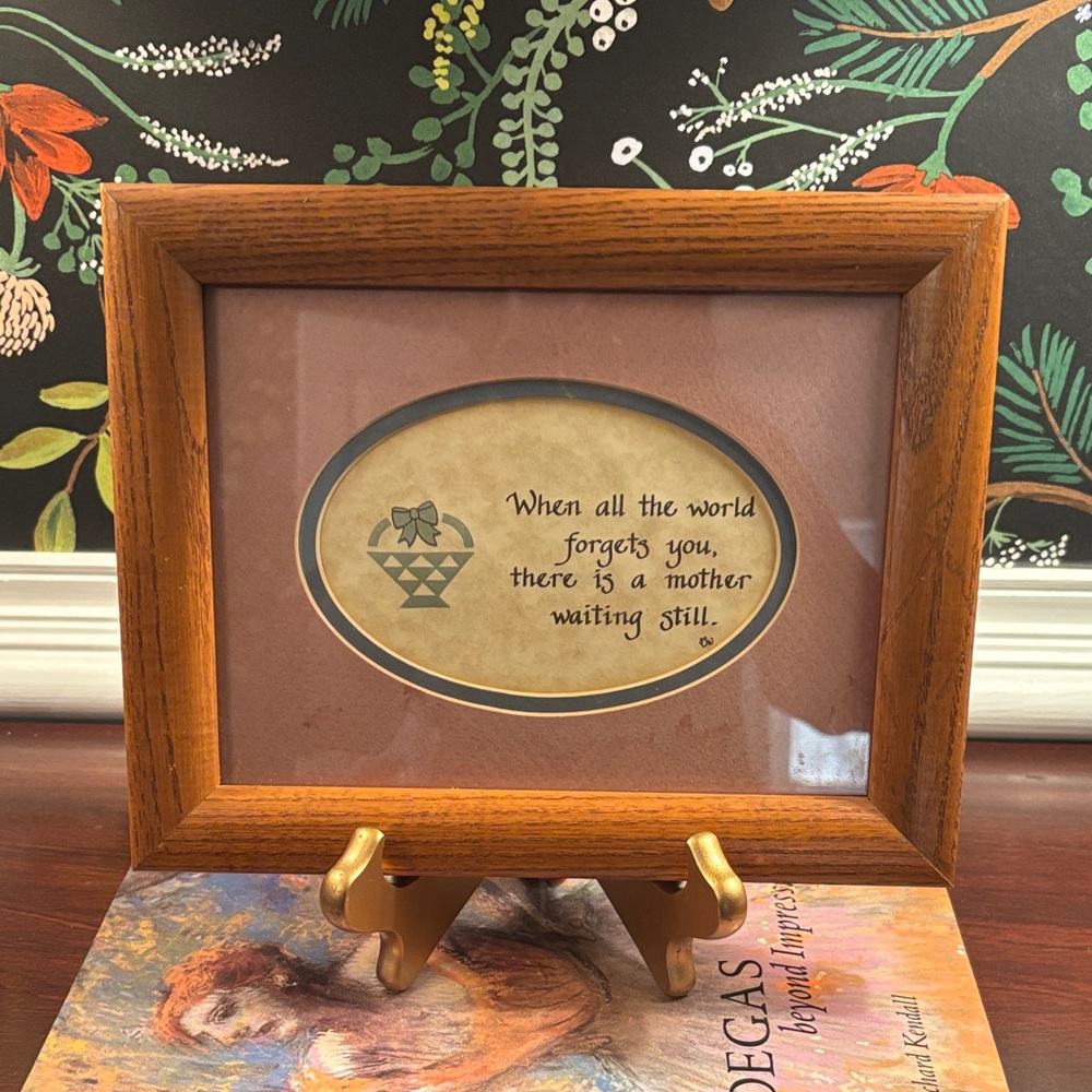 Vintage Matted Wood Frame Basket Mother Quote Art